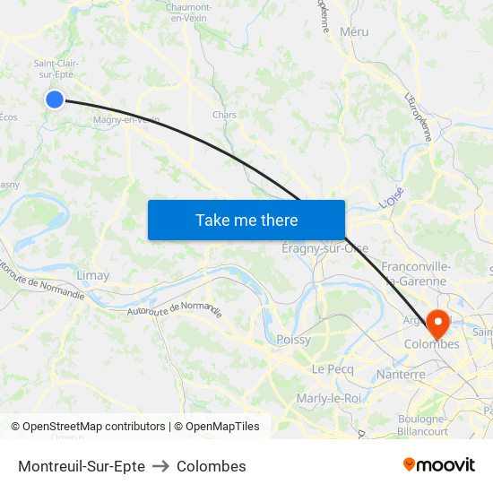 Montreuil-Sur-Epte to Colombes map