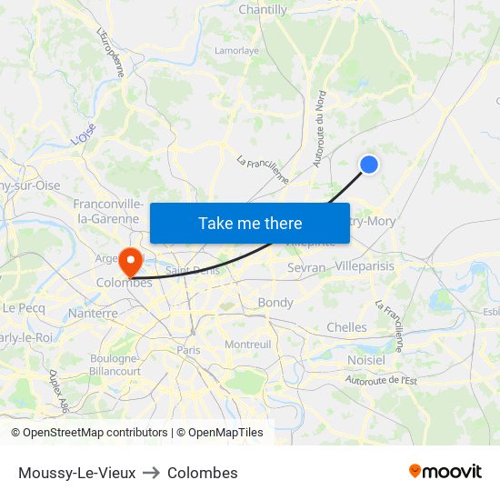 Moussy-Le-Vieux to Colombes map