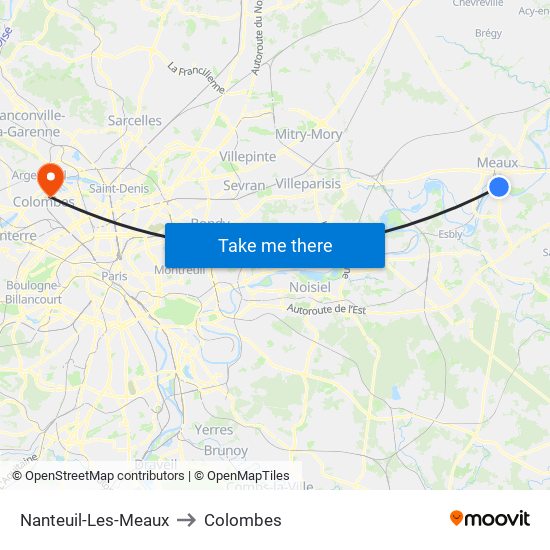 Nanteuil-Les-Meaux to Colombes map