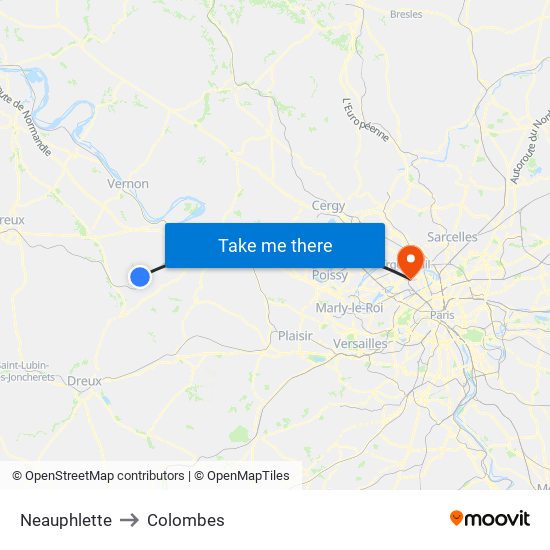 Neauphlette to Colombes map