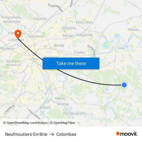 Neufmoutiers-En-Brie to Colombes map