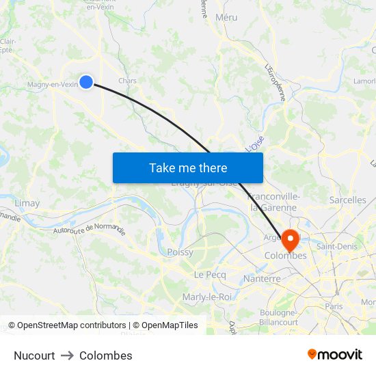 Nucourt to Colombes map