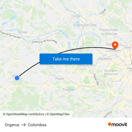 Orgerus to Colombes map