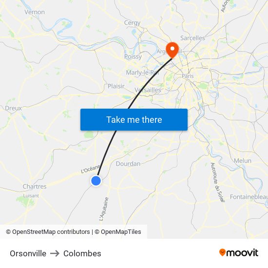 Orsonville to Colombes map