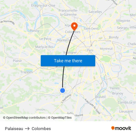 Palaiseau to Colombes map