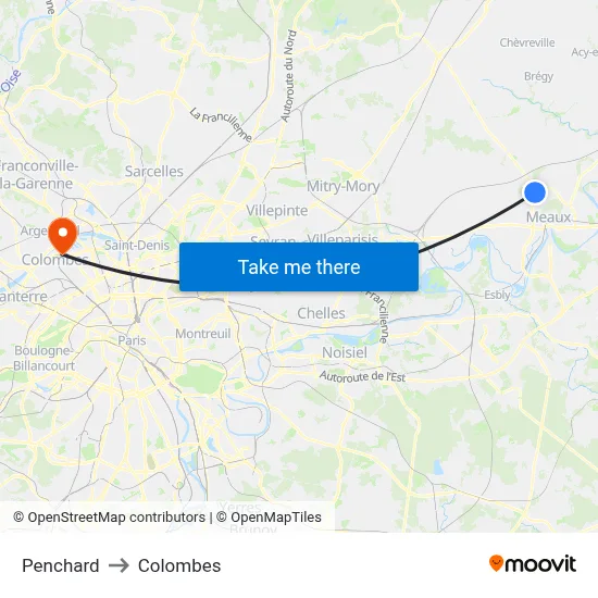 Penchard to Colombes map