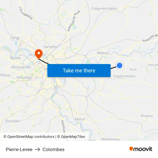 Pierre-Levee to Colombes map