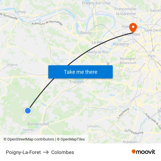 Poigny-La-Foret to Colombes map