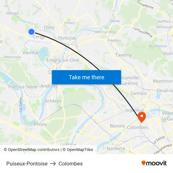 Puiseux-Pontoise to Colombes map