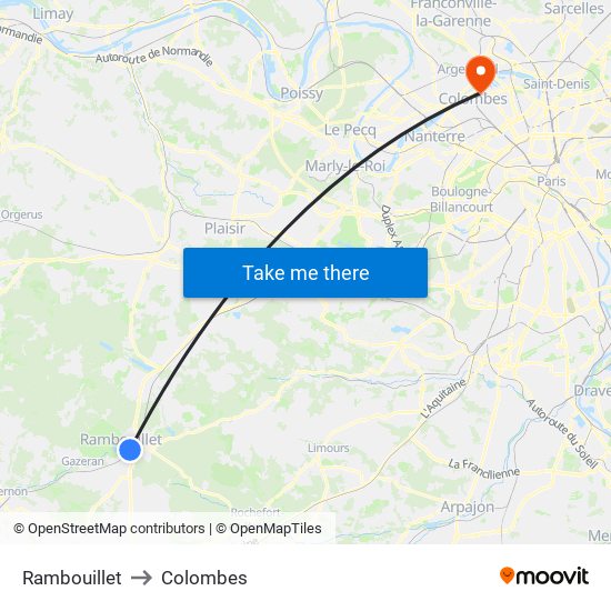 Rambouillet to Colombes map