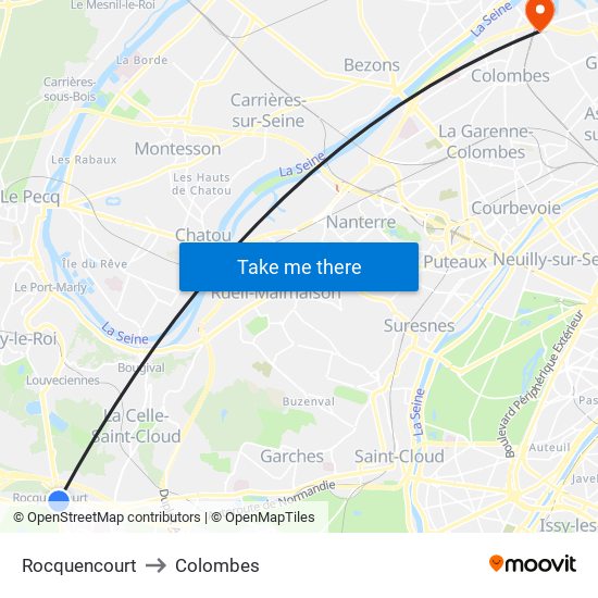 Rocquencourt to Colombes map