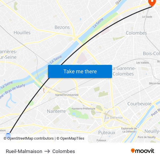 Rueil-Malmaison to Colombes map