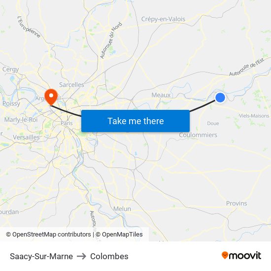 Saacy-Sur-Marne to Colombes map