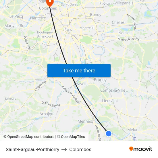 Saint-Fargeau-Ponthierry to Colombes map