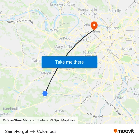 Saint-Forget to Colombes map