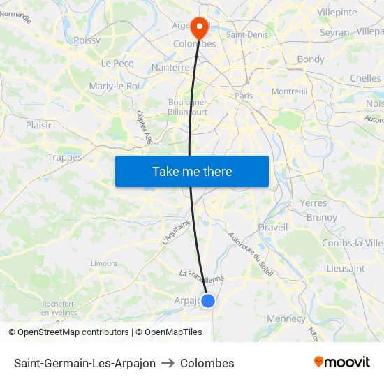 Saint-Germain-Les-Arpajon to Colombes map