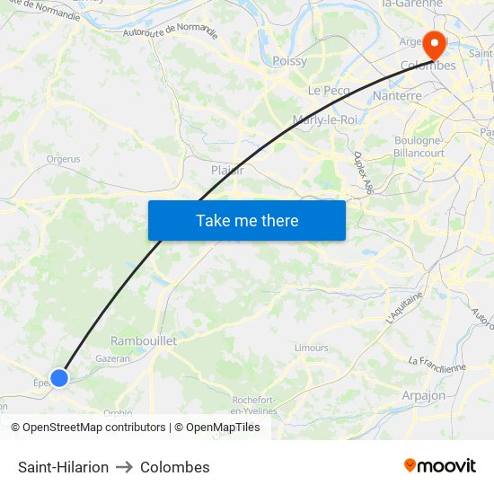 Saint-Hilarion to Colombes map