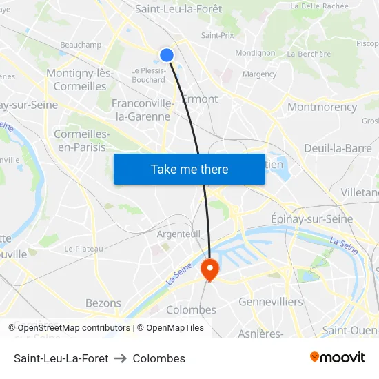 Saint-Leu-La-Foret to Colombes map