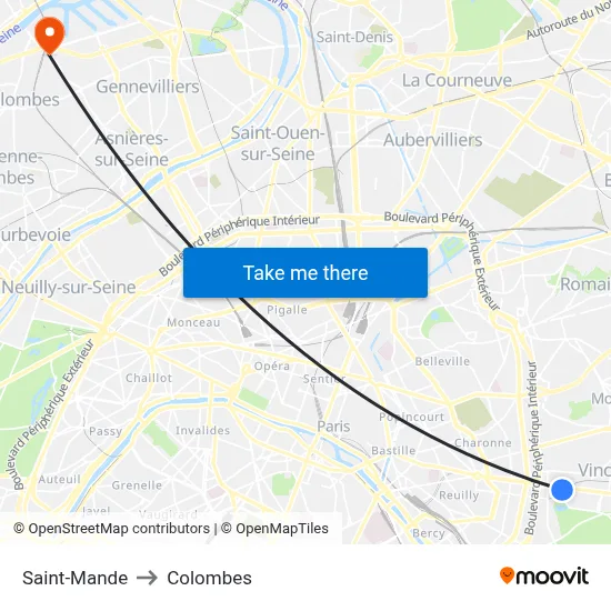 Saint-Mande to Colombes map