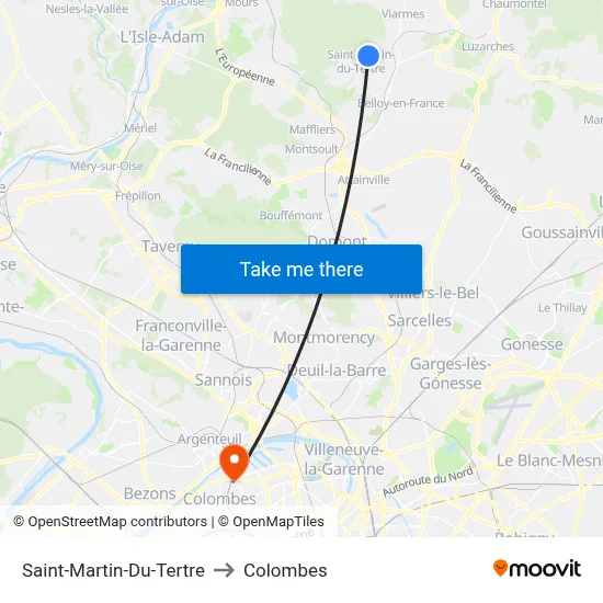 Saint-Martin-Du-Tertre to Colombes map
