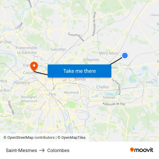 Saint-Mesmes to Colombes map