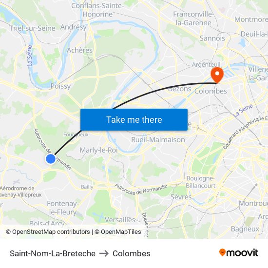 Saint-Nom-La-Breteche to Colombes map