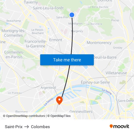 Saint-Prix to Colombes map