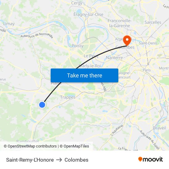 Saint-Remy-L'Honore to Colombes map
