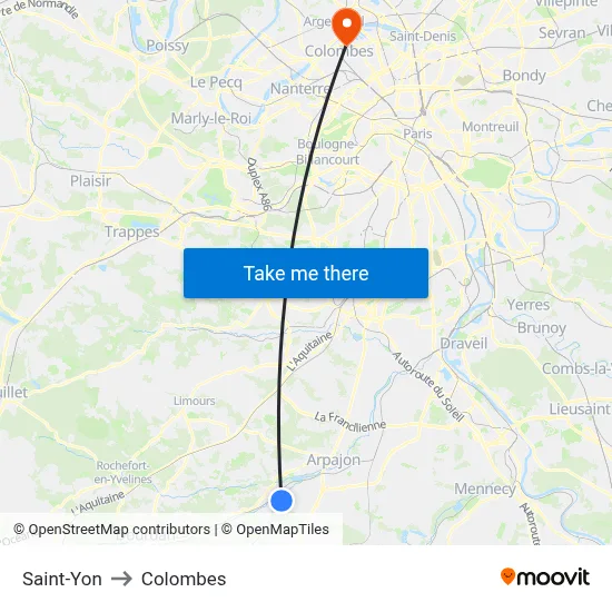 Saint-Yon to Colombes map