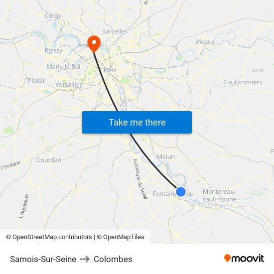 Samois-Sur-Seine to Colombes map