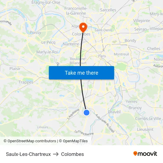 Saulx-Les-Chartreux to Colombes map