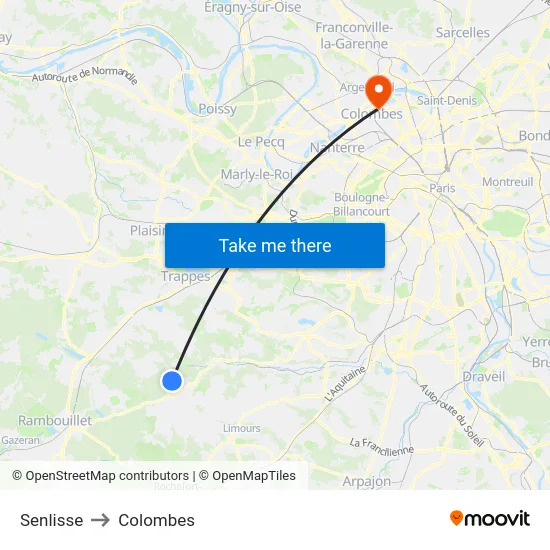 Senlisse to Colombes map