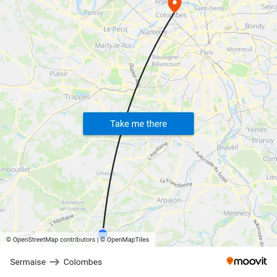 Sermaise to Colombes map