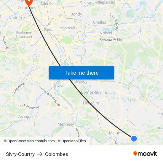 Sivry-Courtry to Colombes map