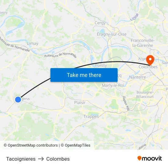 Tacoignieres to Colombes map