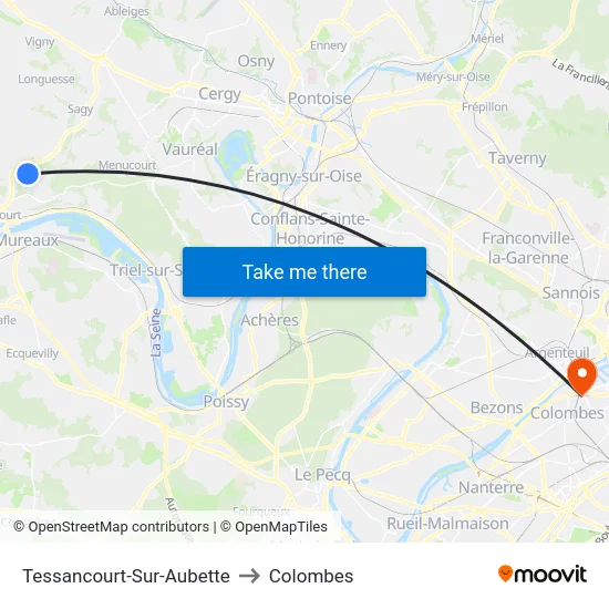 Tessancourt-Sur-Aubette to Colombes map
