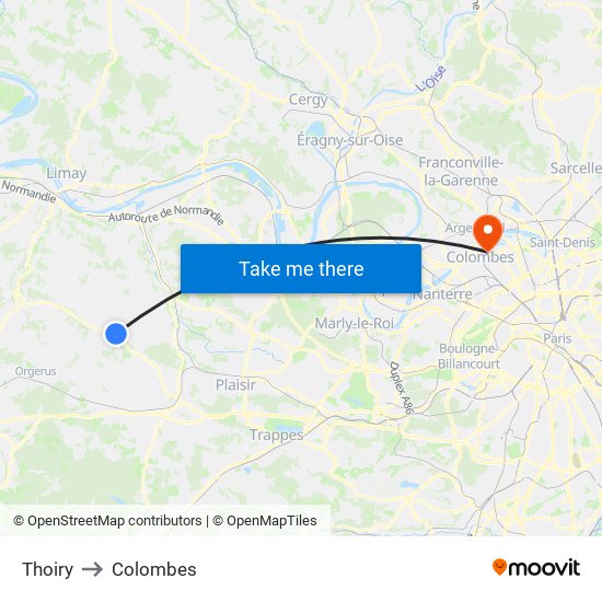 Thoiry to Colombes map
