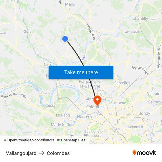 Vallangoujard to Colombes map