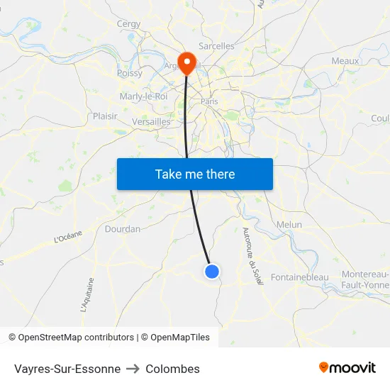 Vayres-Sur-Essonne to Colombes map