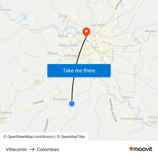 Villeconin to Colombes map