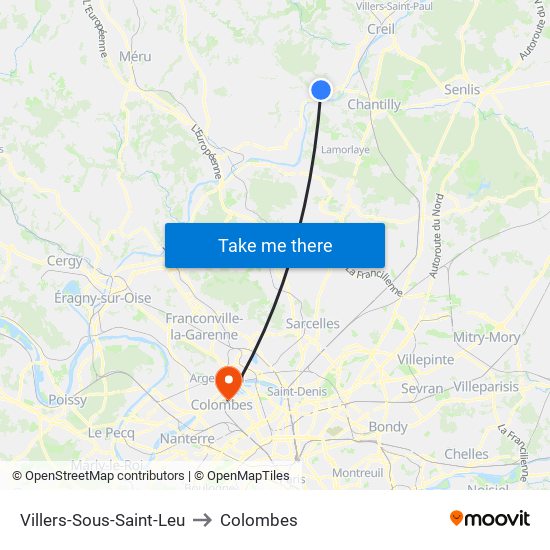 Villers-Sous-Saint-Leu to Colombes map