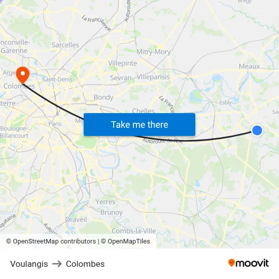 Voulangis to Colombes map