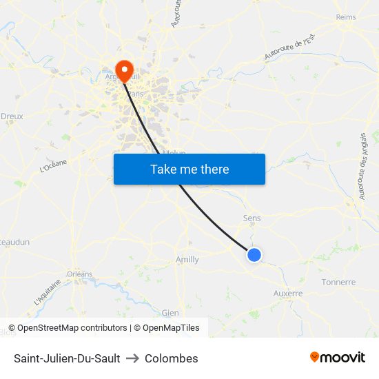 Saint-Julien-Du-Sault to Colombes map