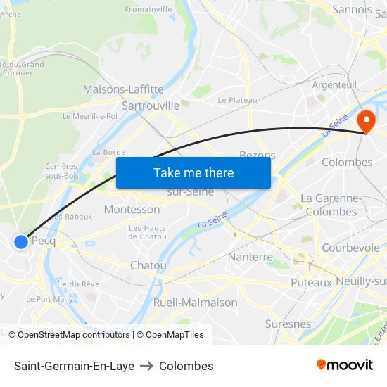 Saint-Germain-En-Laye to Colombes map