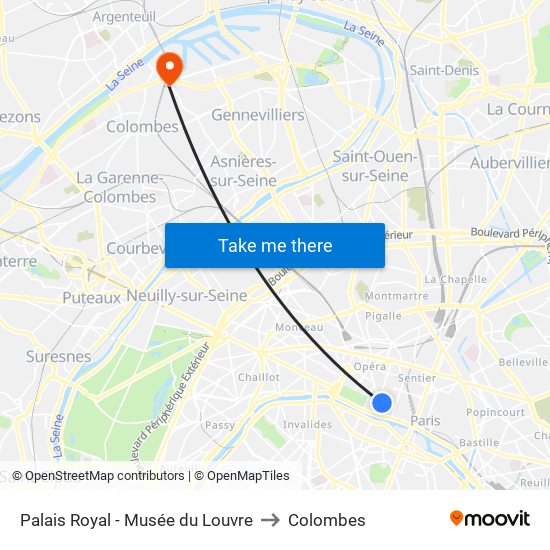 Palais Royal - Musée du Louvre to Colombes map