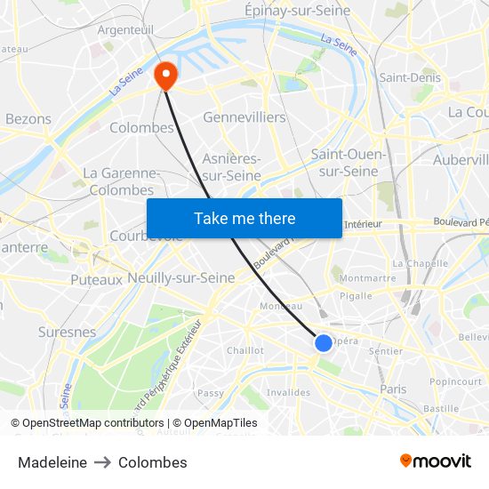 Madeleine to Colombes map
