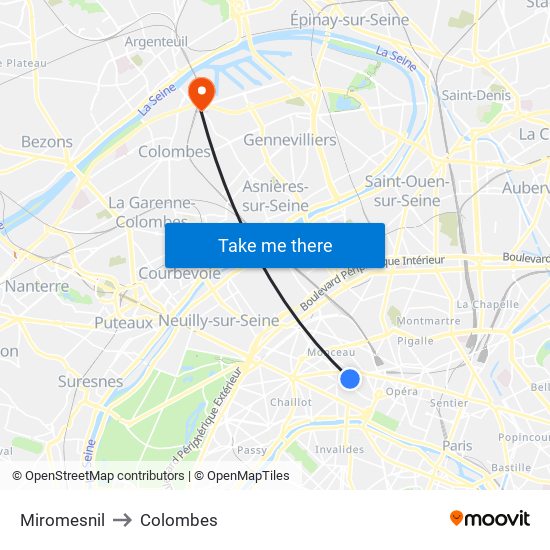 Miromesnil to Colombes map