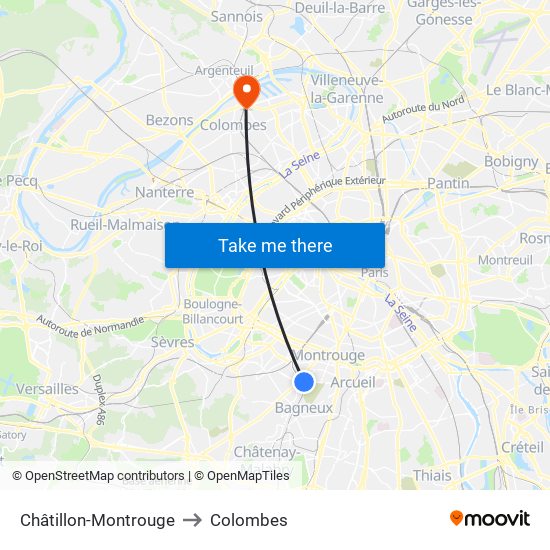 Châtillon-Montrouge to Colombes map