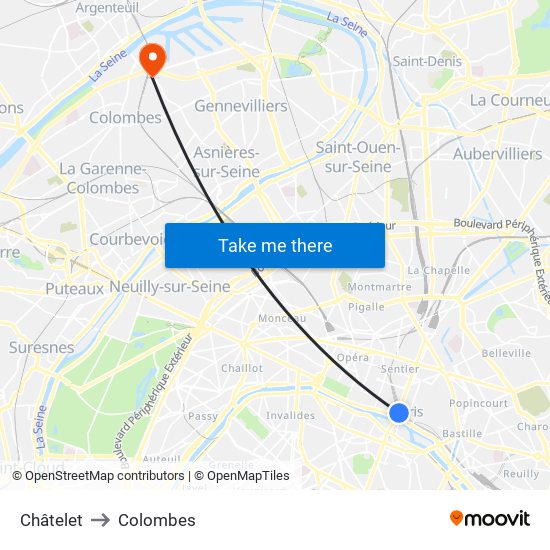Châtelet to Colombes map