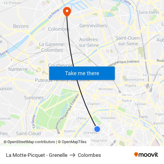 La Motte-Picquet - Grenelle to Colombes map